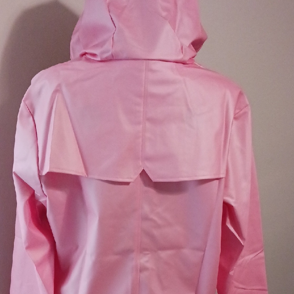Rains Pink Hooded Trench Coat - Picture 2 of 4